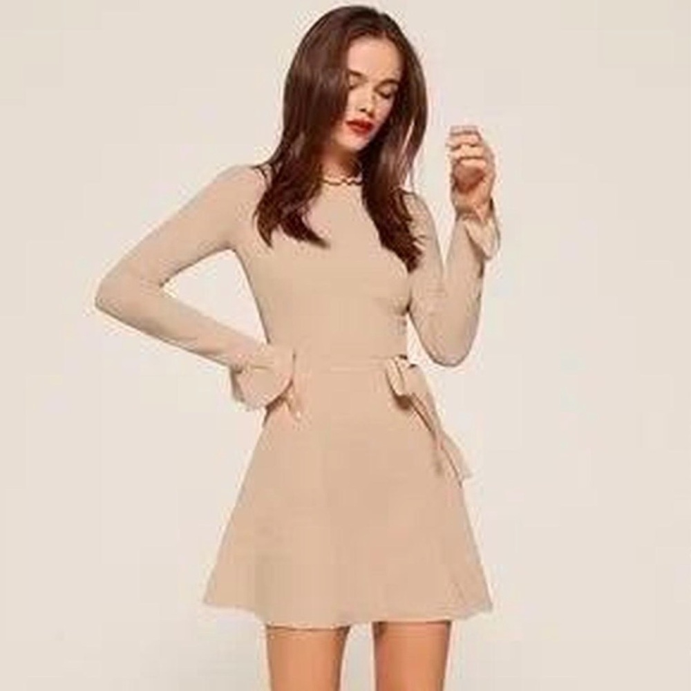 Reformation Long Sleeve Lia Dress in Cream